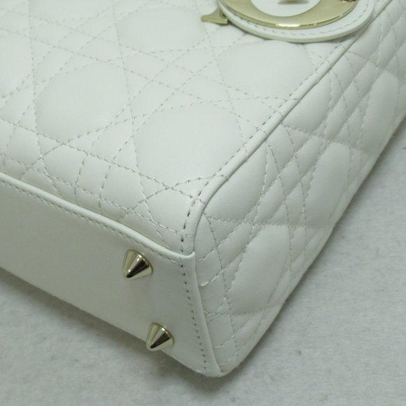 Dior Lady Dior Shoulder Bag White Lambskin [sheep leather] M105380LAV - Picture 8 of 10